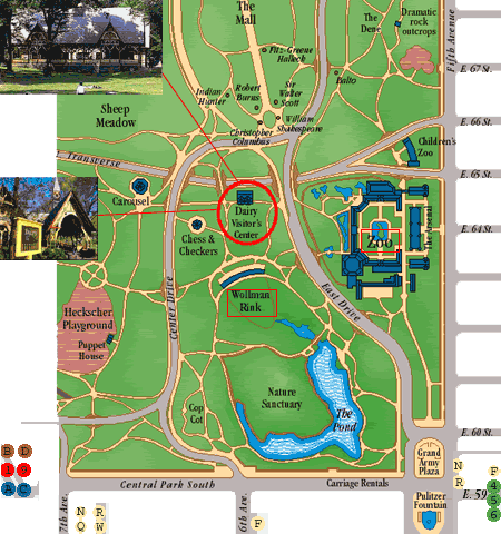 central park map. Direction from N, R 5th Avenue